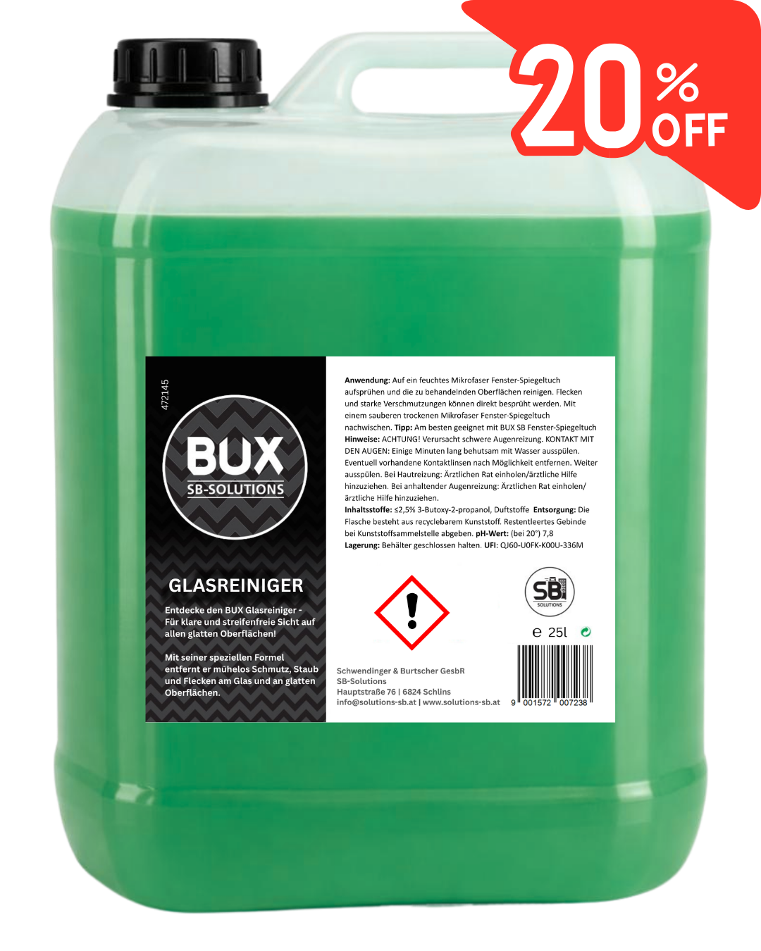 Glasreiniger 25 Liter